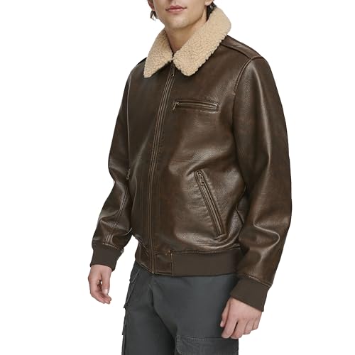 Levi's Men's Faux Leather Aviator Jacket with Sherpa Collar