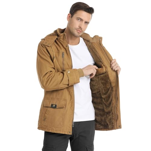 Thick Winter Jackets for Men with Hood and Cargo Pockets